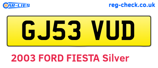 GJ53VUD are the vehicle registration plates.
