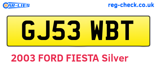 GJ53WBT are the vehicle registration plates.
