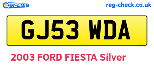 GJ53WDA are the vehicle registration plates.