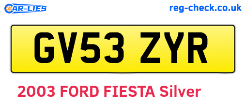 GV53ZYR are the vehicle registration plates.