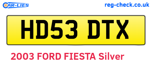 HD53DTX are the vehicle registration plates.