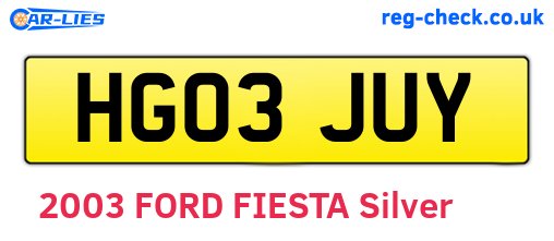 HG03JUY are the vehicle registration plates.