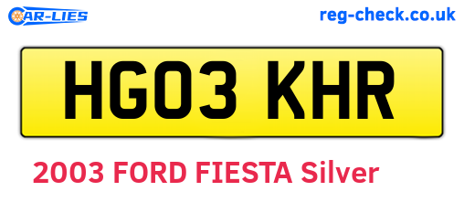 HG03KHR are the vehicle registration plates.