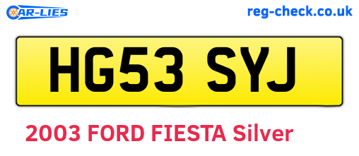 HG53SYJ are the vehicle registration plates.