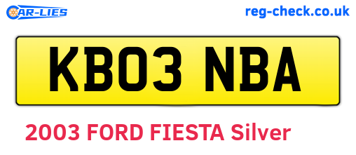 KB03NBA are the vehicle registration plates.