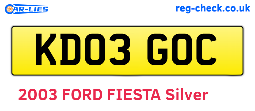 KD03GOC are the vehicle registration plates.