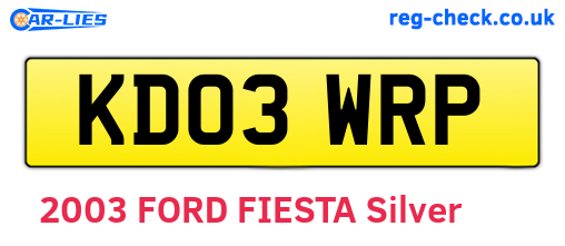 KD03WRP are the vehicle registration plates.