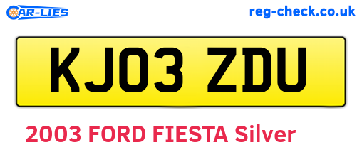 KJ03ZDU are the vehicle registration plates.