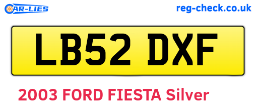 LB52DXF are the vehicle registration plates.