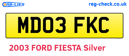 MD03FKC are the vehicle registration plates.
