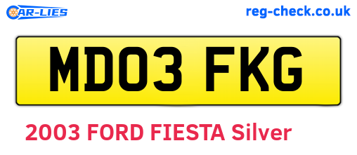 MD03FKG are the vehicle registration plates.