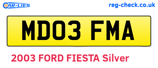 MD03FMA are the vehicle registration plates.