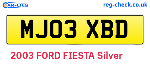 MJ03XBD are the vehicle registration plates.