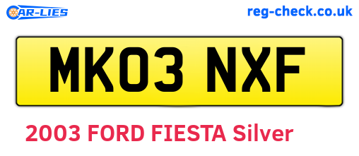 MK03NXF are the vehicle registration plates.