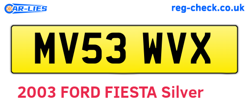 MV53WVX are the vehicle registration plates.