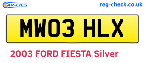 MW03HLX are the vehicle registration plates.