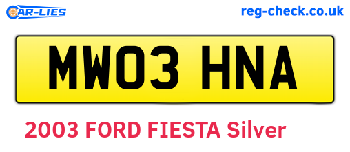MW03HNA are the vehicle registration plates.