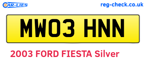 MW03HNN are the vehicle registration plates.