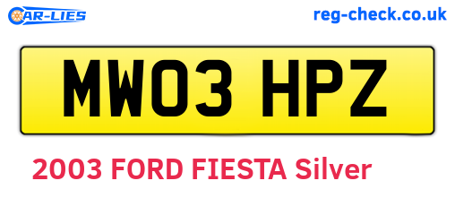 MW03HPZ are the vehicle registration plates.