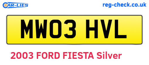 MW03HVL are the vehicle registration plates.