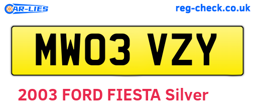 MW03VZY are the vehicle registration plates.
