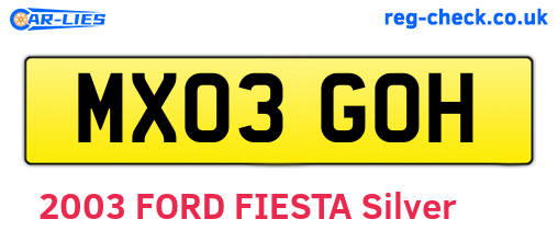 MX03GOH are the vehicle registration plates.