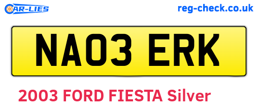 NA03ERK are the vehicle registration plates.