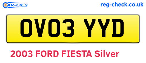 OV03YYD are the vehicle registration plates.