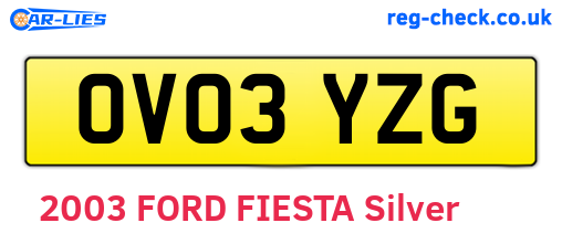 OV03YZG are the vehicle registration plates.