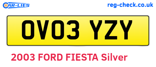OV03YZY are the vehicle registration plates.
