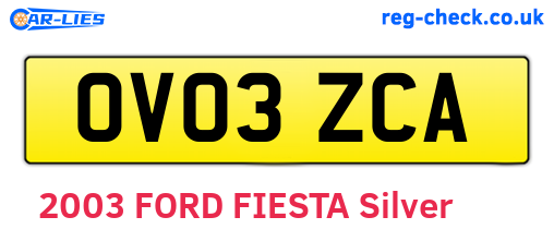 OV03ZCA are the vehicle registration plates.