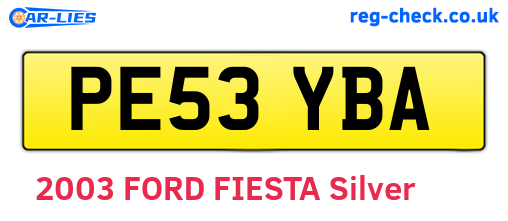 PE53YBA are the vehicle registration plates.