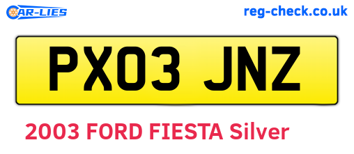 PX03JNZ are the vehicle registration plates.