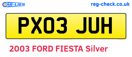 PX03JUH are the vehicle registration plates.