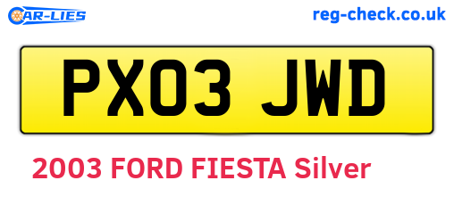 PX03JWD are the vehicle registration plates.