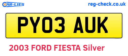 PY03AUK are the vehicle registration plates.