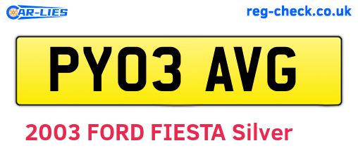 PY03AVG are the vehicle registration plates.