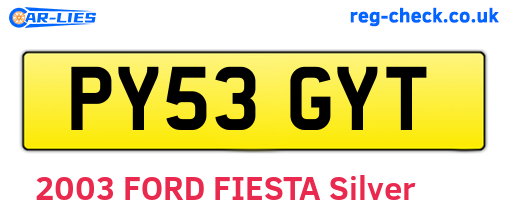 PY53GYT are the vehicle registration plates.