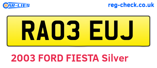 RA03EUJ are the vehicle registration plates.