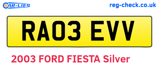 RA03EVV are the vehicle registration plates.