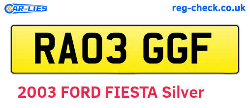 RA03GGF are the vehicle registration plates.