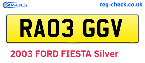RA03GGV are the vehicle registration plates.