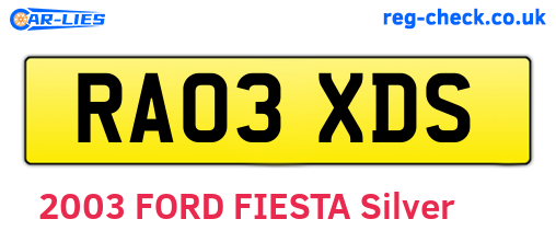 RA03XDS are the vehicle registration plates.