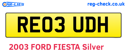 RE03UDH are the vehicle registration plates.