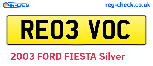 RE03VOC are the vehicle registration plates.