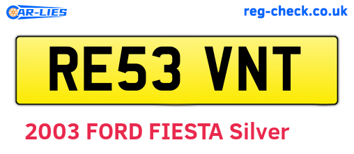 RE53VNT are the vehicle registration plates.
