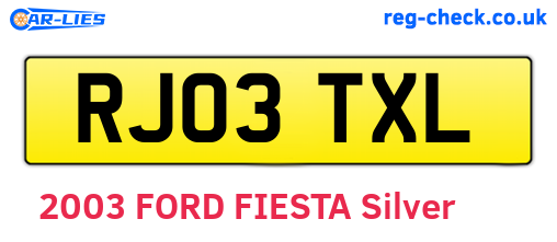 RJ03TXL are the vehicle registration plates.