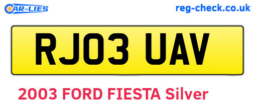 RJ03UAV are the vehicle registration plates.