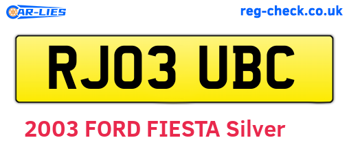 RJ03UBC are the vehicle registration plates.
