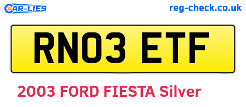 RN03ETF are the vehicle registration plates.